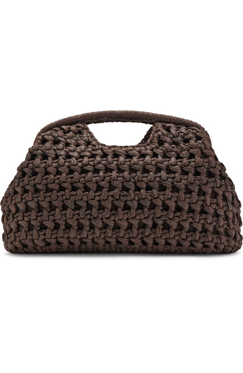 MANGO Natural Fiber Frame Clutch, Main, color, Chocolate