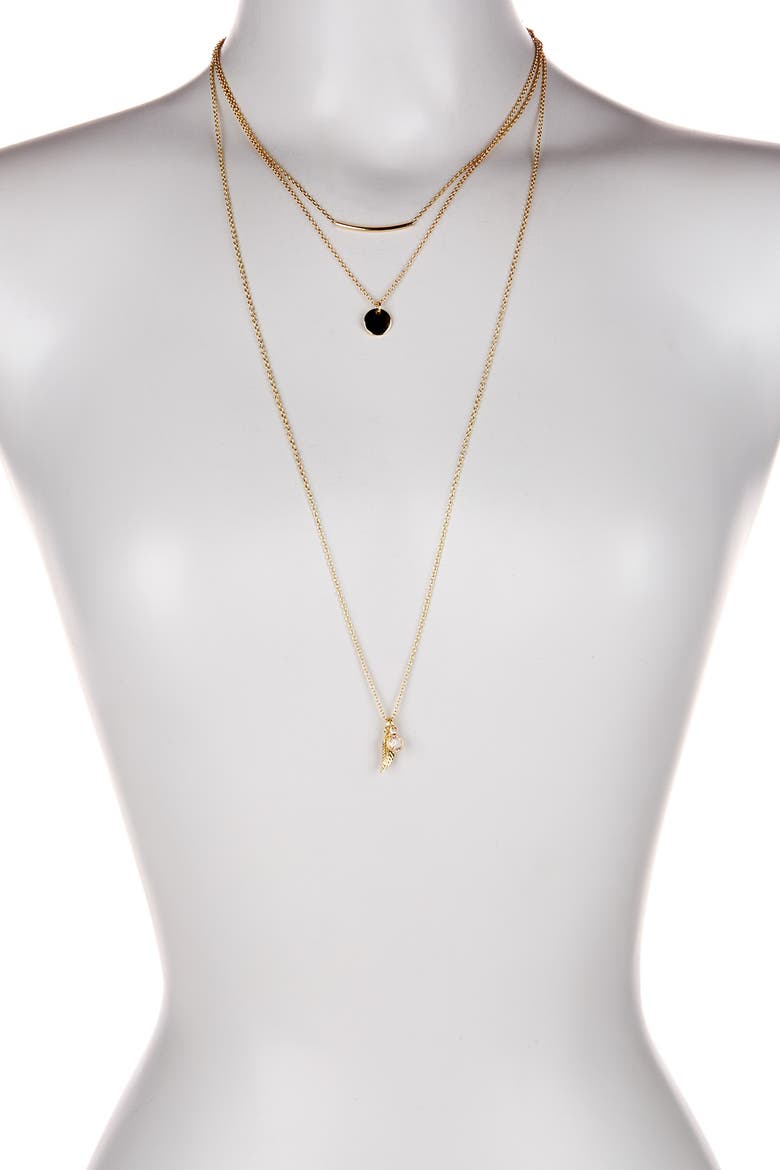 14K Gold Plated Layered Mixed Necklace, Alternate, color, METALLIC