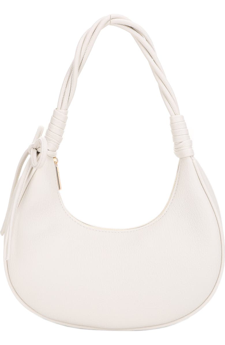 Mali + Lili Brianna Soft Bow Faux Leather Crescent Shoulder Bag, Main, color, Ivory