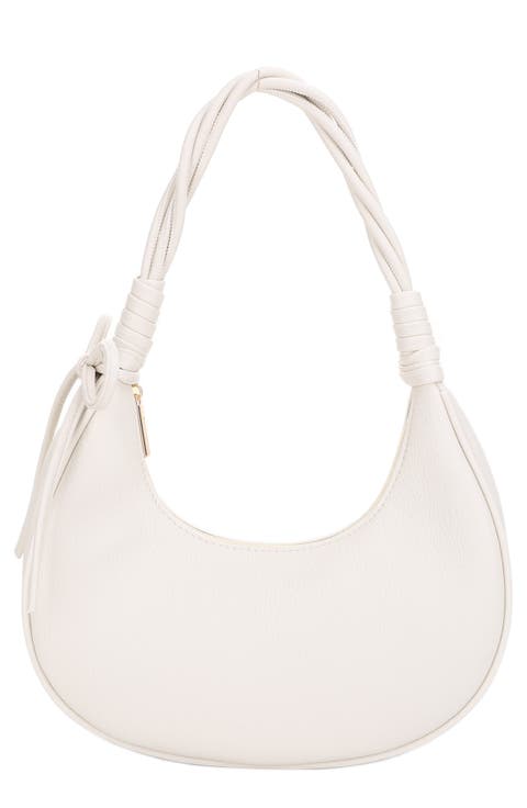 Brianna Soft Bow Faux Leather Crescent Shoulder Bag