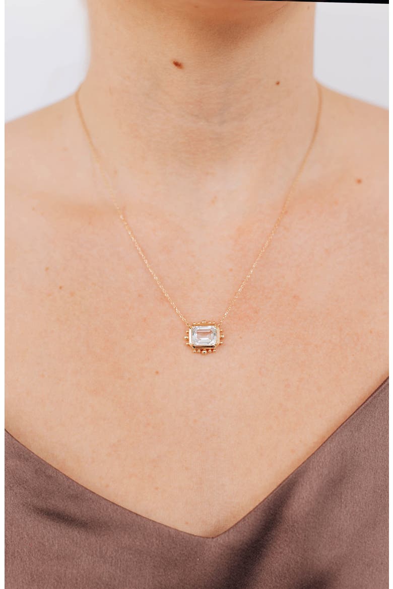 Dew Drop Marine White Topaz Pendant Necklace, Alternate, color, YELLOW GOLD