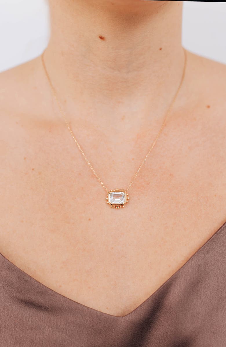 Anzie Dew Drop Marine White Topaz Pendant Necklace, Alternate, color, Yellow Gold