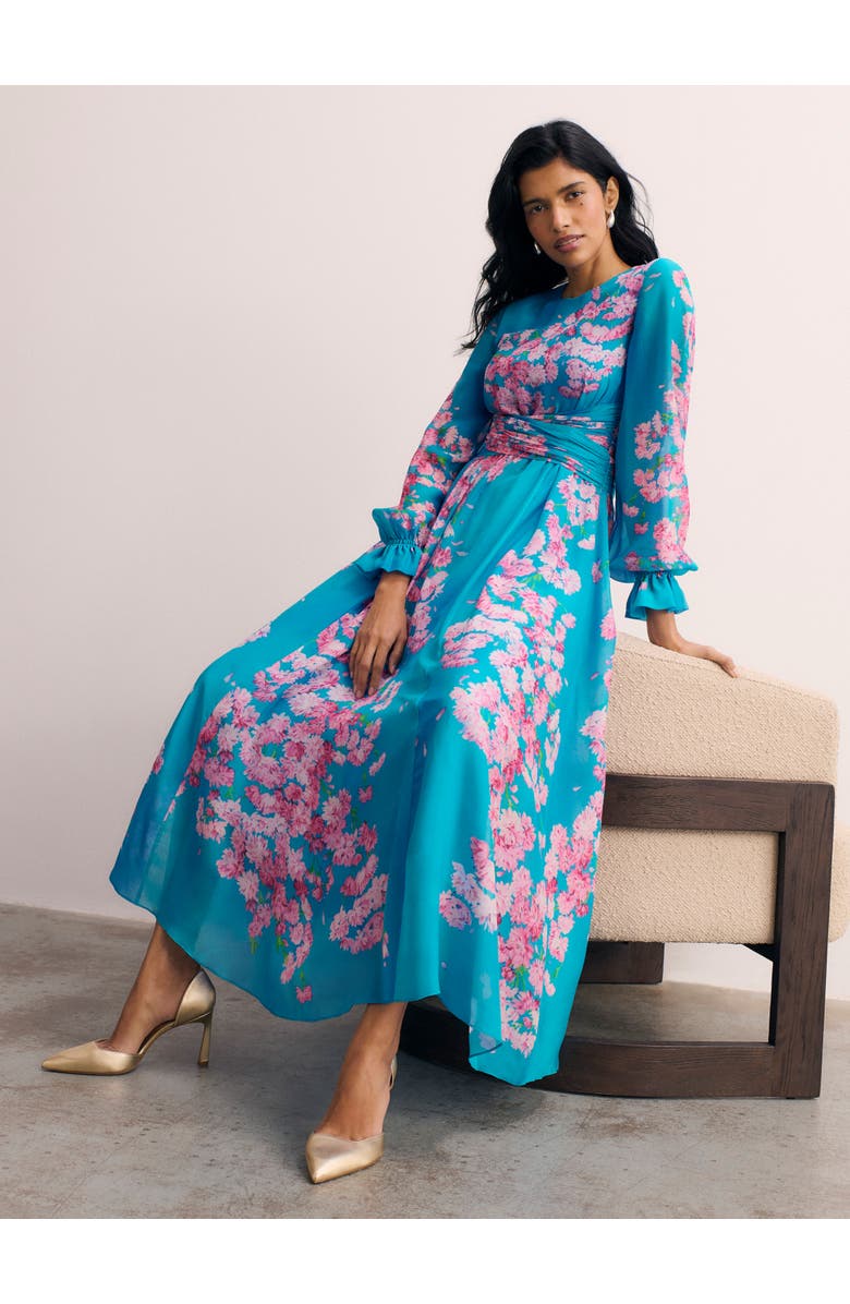 The Fold Portofino Silk Chiffon Dress, Alternate, color, Blue