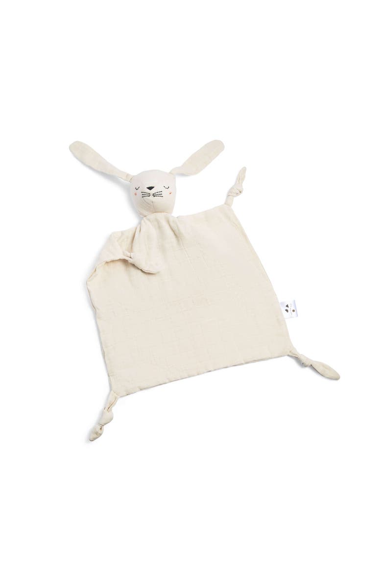 Pocket Pals Organic Cotton Lovey Toy with Contrast Fern Pocket, Main, color, Ecru