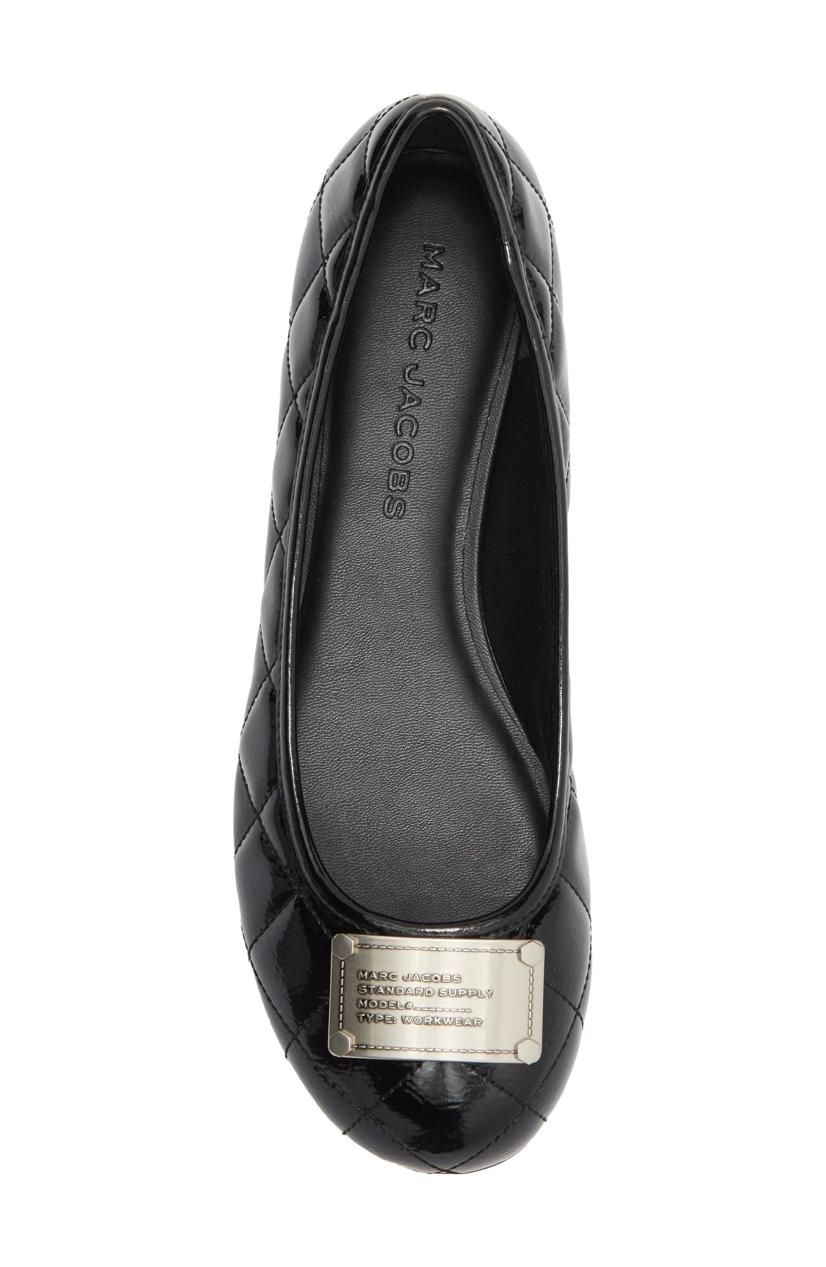 The Plaza Faux Leather Ballerina Flat, Alternate, color, BLACK
