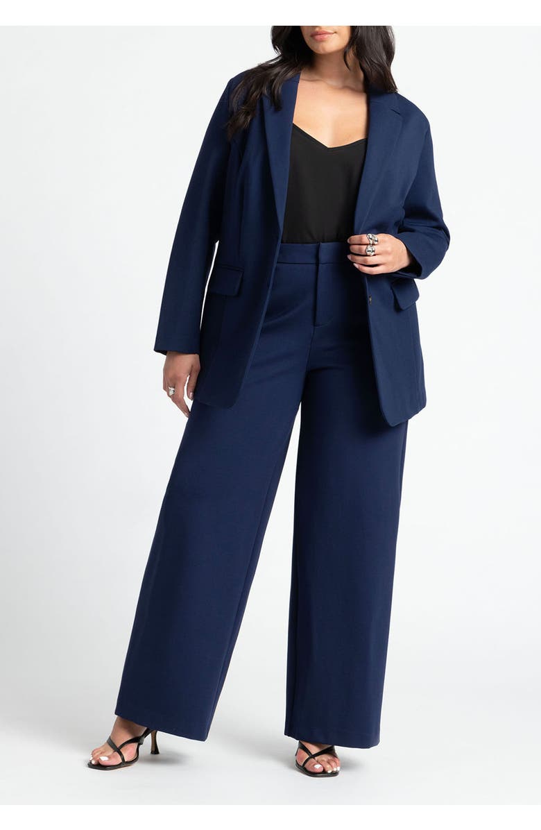 ELOQUII The Ultimate Stretch Long Two Button Blazer, Alternate, color, Maroon Banner