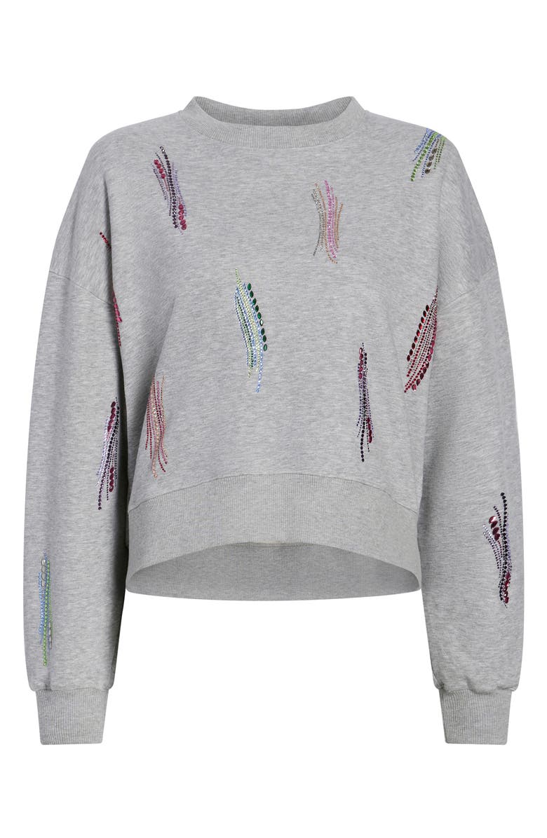 Cinq à Sept Brandy Rhinestone Cotton Blend Sweatshirt, Alternate, color, Heather Grey Multi