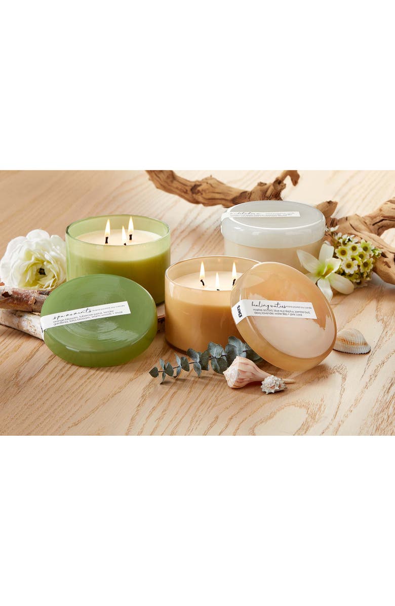 tag Spa Moments Light Green Scented Candle with Lid for Relaxation, Alternate, color, Green