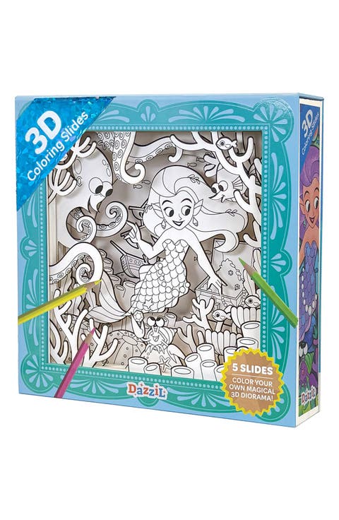 3D Coloring Slide - Mermaid