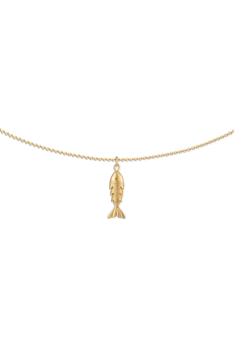 Gold Fish Ball Chain Necklace, Main, color, Yellow Gold