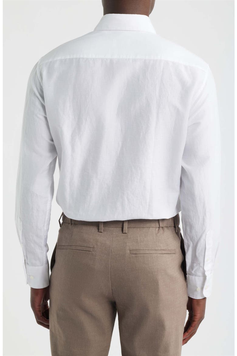 Modern Fit Cotton & Linen Dress Shirt, Alternate, color, WHITE