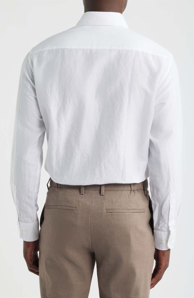 1863 by Eterna Modern Fit Cotton & Linen Dress Shirt, Alternate, color, White