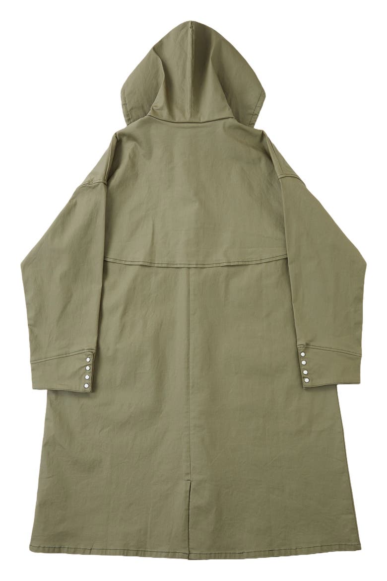 Hooded Water Resistant Waxed Cotton Blend Coat, Alternate, color, OLIVE