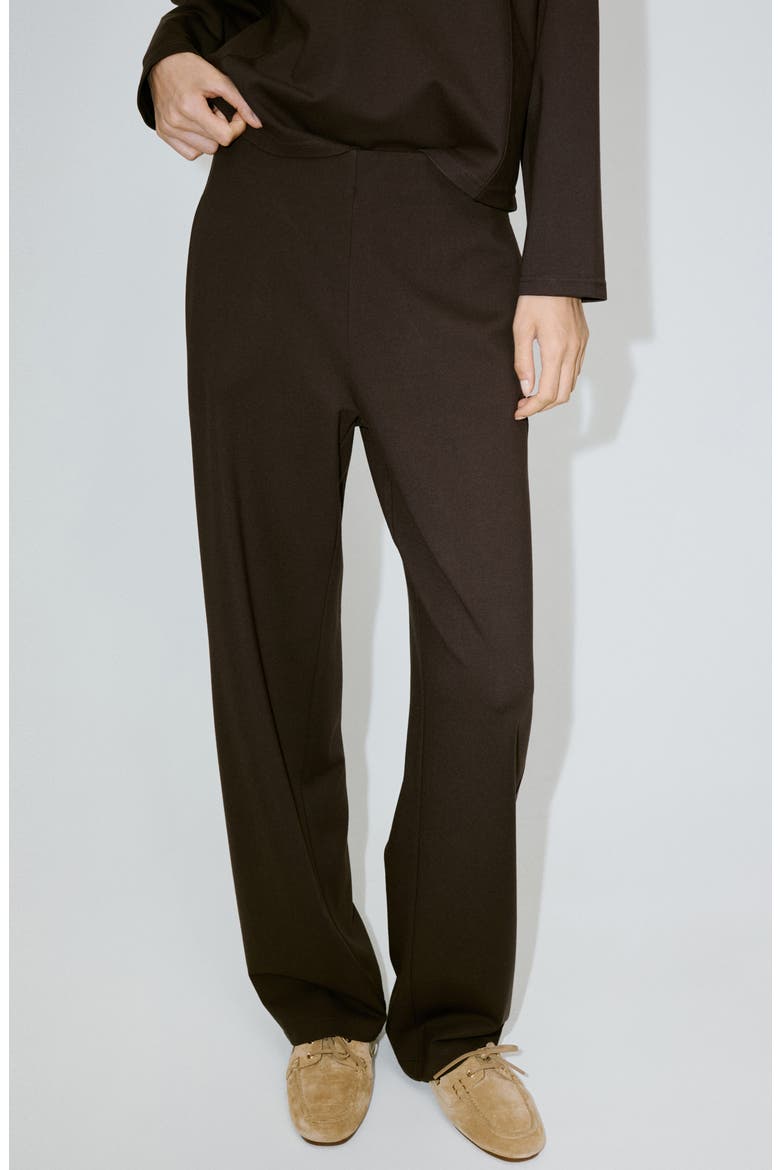 Knit Straight Leg Pants, Main, color, BROWN