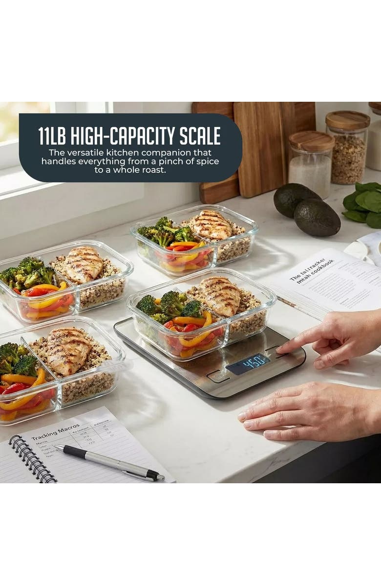 Luminuxe Digital Food Scale 11 lb Capacity Tare Function LCD Display, Alternate, color, Grey