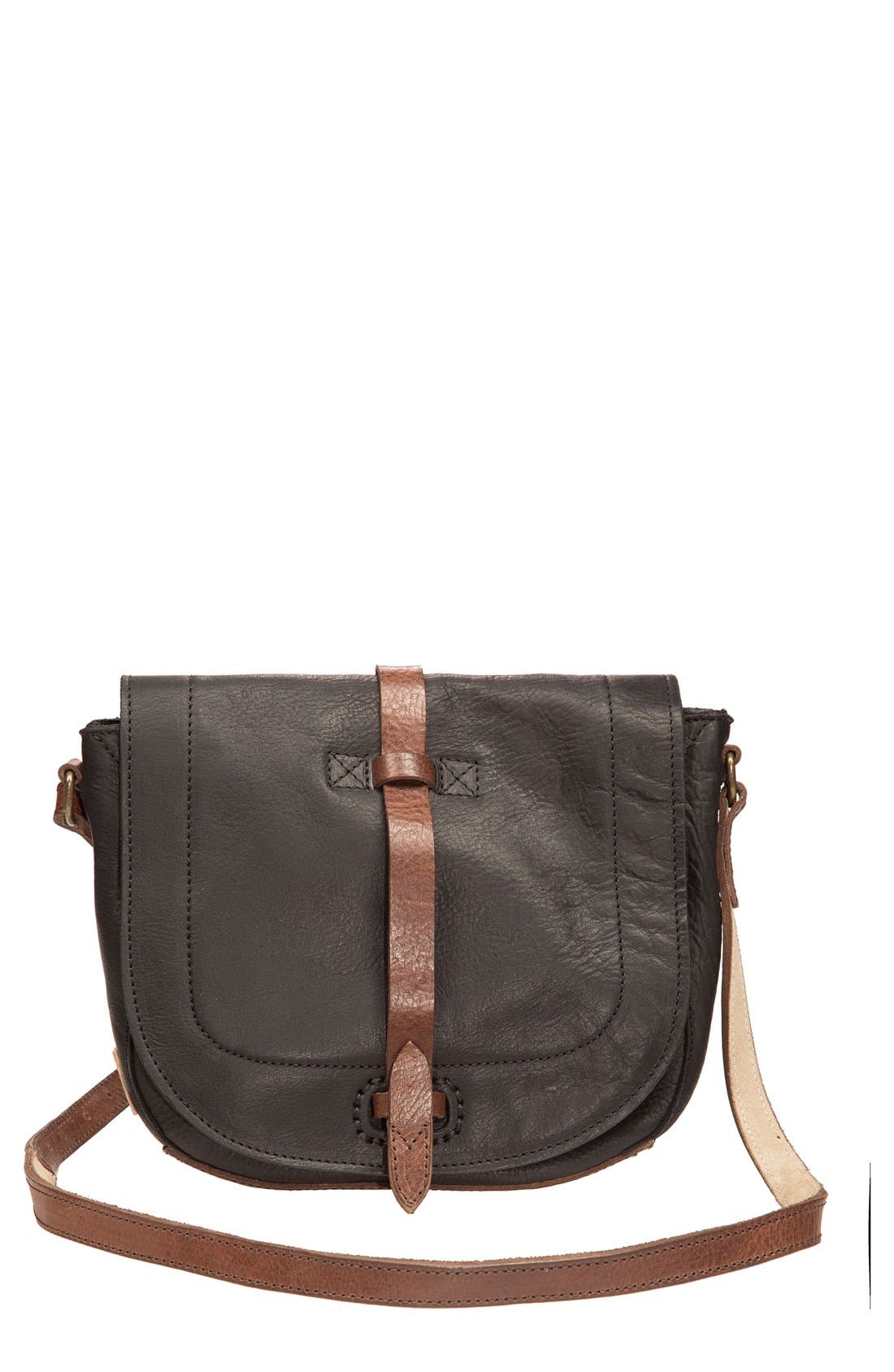 'Seneca' Leather Crossbody Bag, Main, color, BLACK