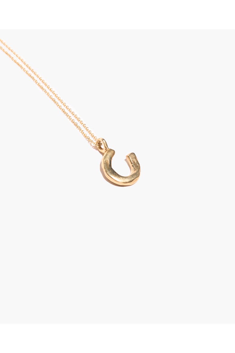 Horseshoe Necklace, Main, color, Brass