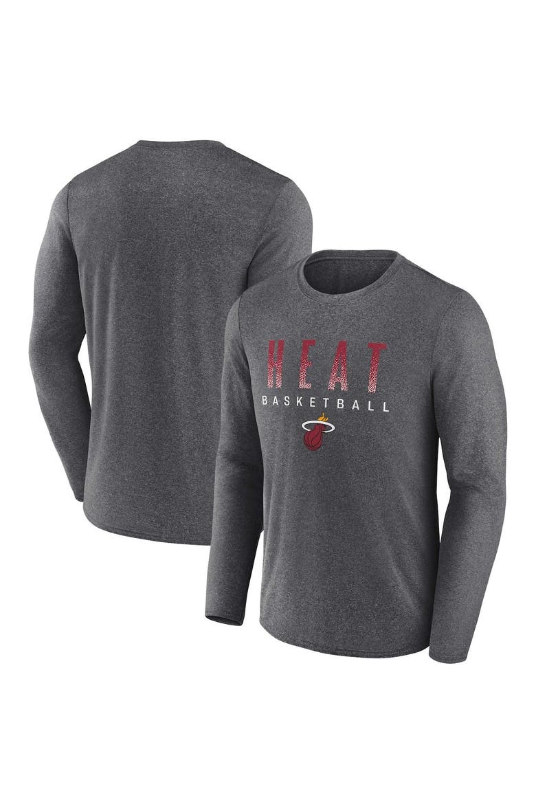 Men's Fanatics Heathered Charcoal Miami Heat Where Legends Play Iconic Practice Long Sleeve T-Shirt, Main, color, Heather Charcoal