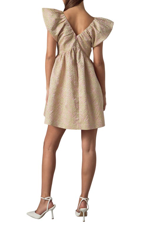 Endless Rose Bow Jacquard Babydoll Minidress