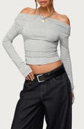 EDIKTED Milane Ruched Off the Shoulder Crop Top