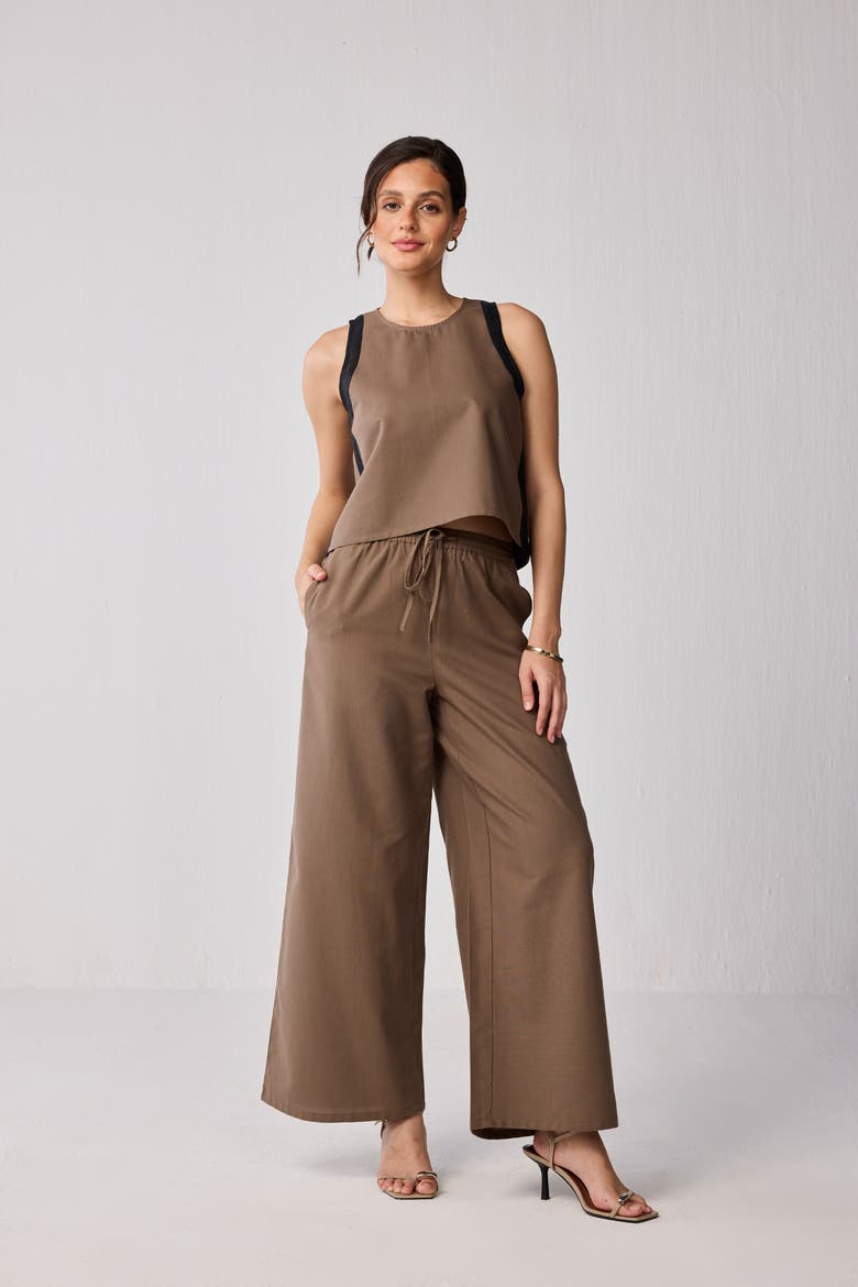Sleeveless Colorblock Top, Alternate, color, Brown