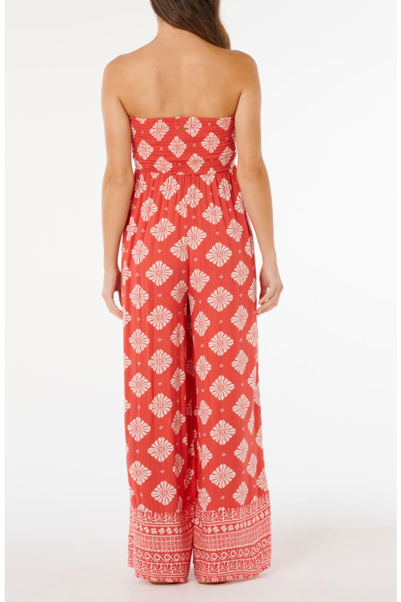 Ventura Smocked Strapless Wide Leg Jumpsuit, Alternate, color, RED
