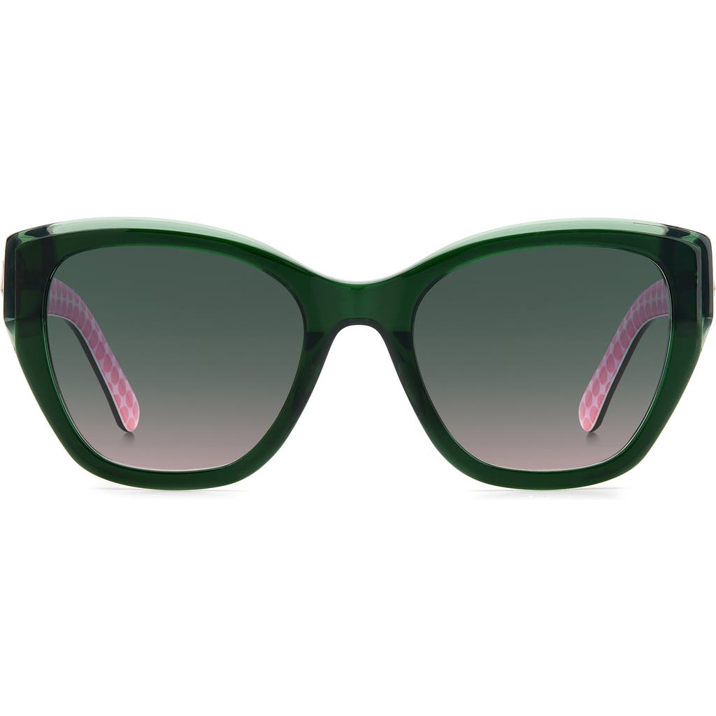 Kate Spade New York Yolanda 51mm Polarized Gradient Cat Eye Sunglasses In Green
