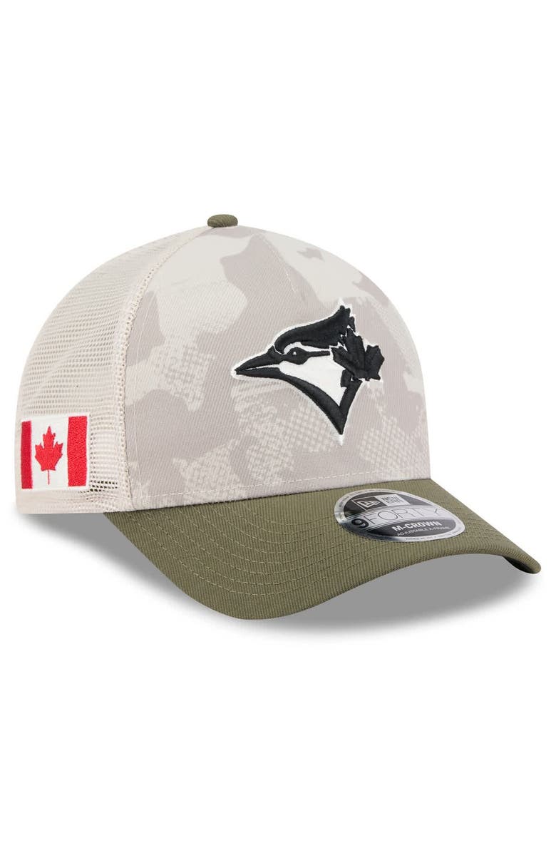 New Era Men's New Era Light Beige/Olive Toronto Blue Jays 2025 Armed Forces Day 9FORTY M-Crown A-Frame Adjustable Hat, Main, color,
