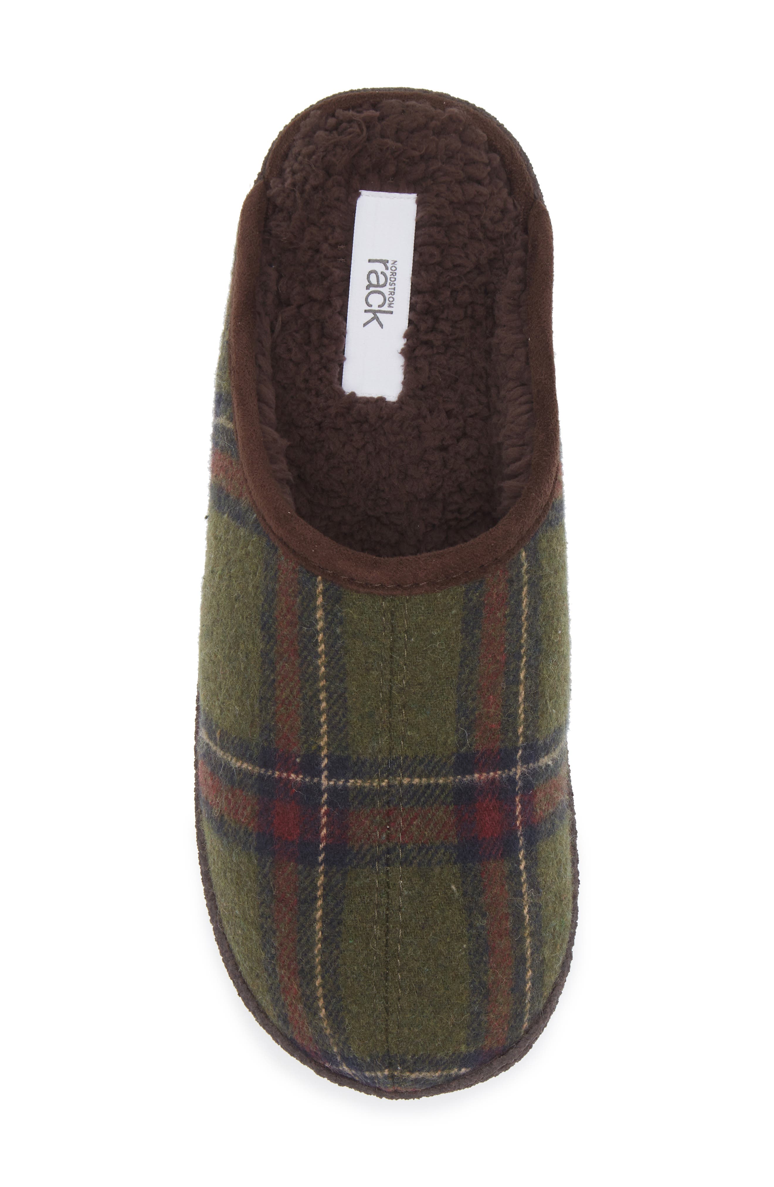 Brock Faux Fur Lined Scuff Slipper, Alternate, color, GREEN PLAID