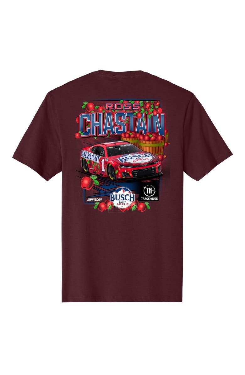 Trackhouse Racing Team Collection Men's Trackhouse Racing Team Collection Maroon Ross Chastain Busch Light Apple Car T-Shirt, Alternate, color, Maroon