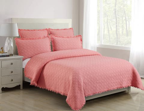 Trellis Cotton Quilt Set  - Reversible and Machine Washable