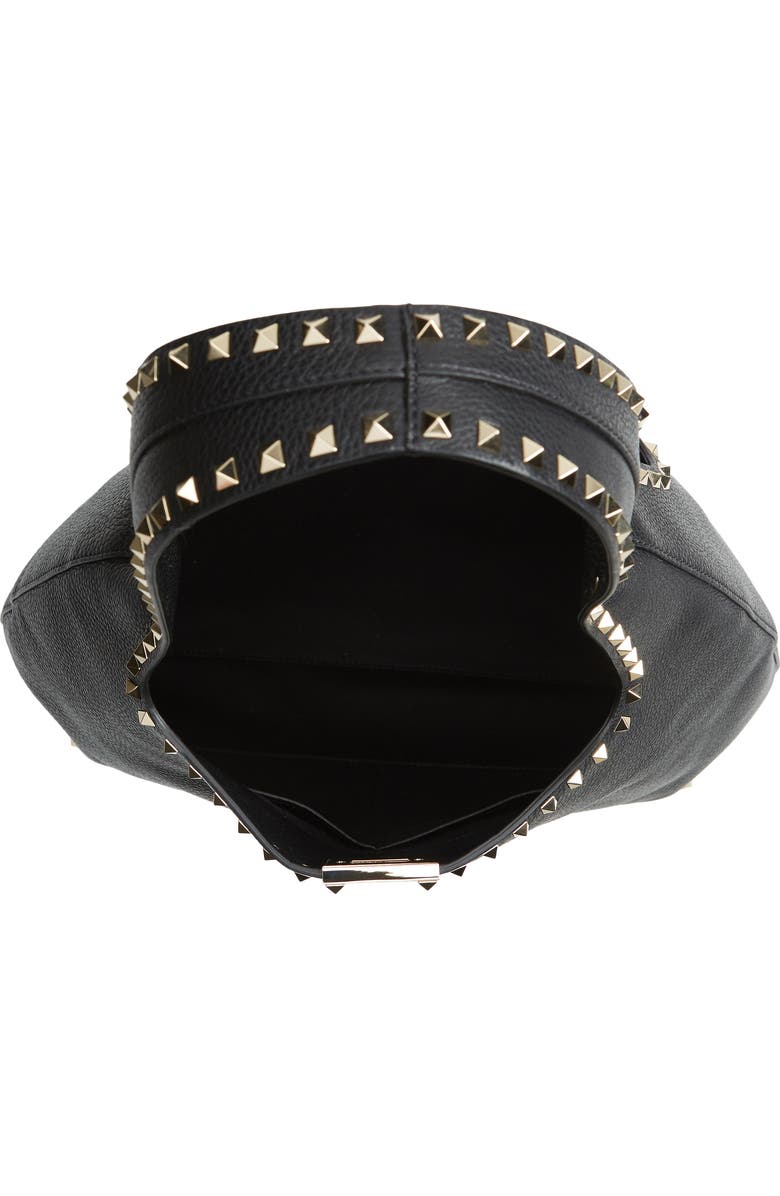 Valentino Garavani Rockstud Leather Hobo Bag, Alternate, color,