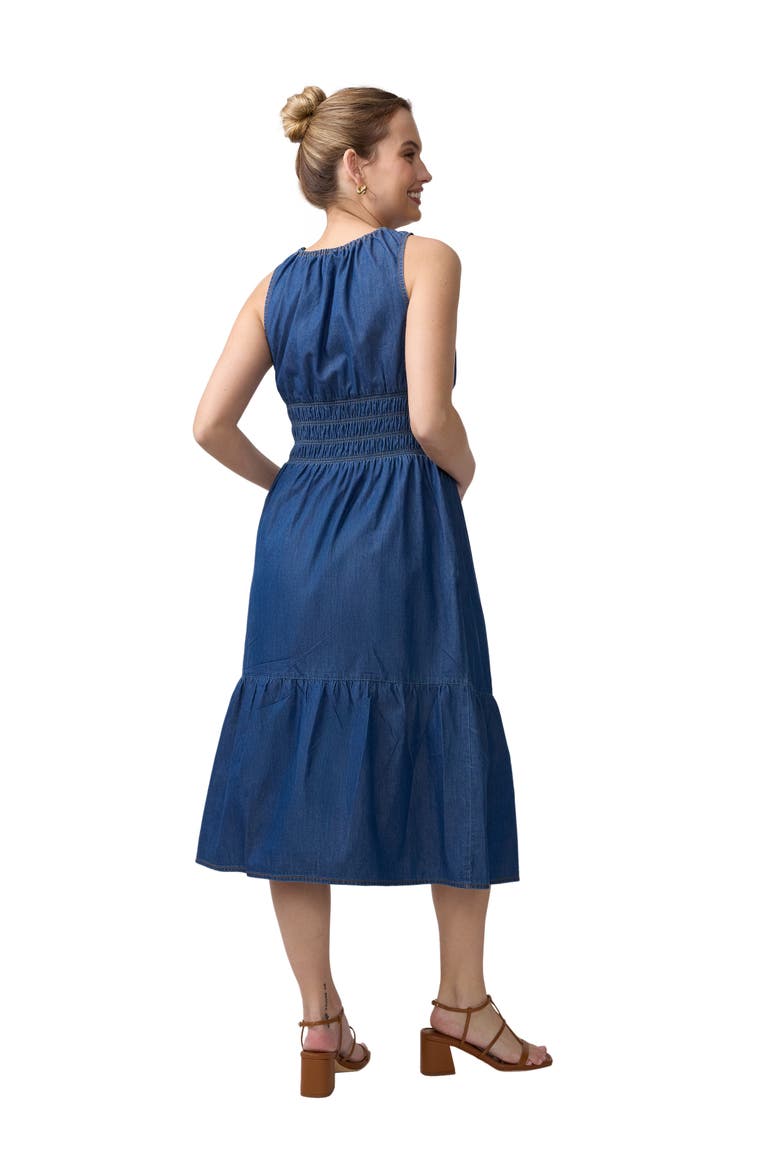 Sleeveless Chambray Midi Dress, Alternate, color, Indigo Chambray