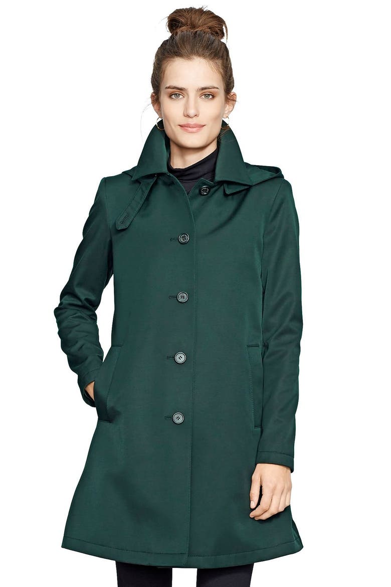 A-Line Raincoat (Nordstrom Exclusive), Main, color, FOREST GREEN