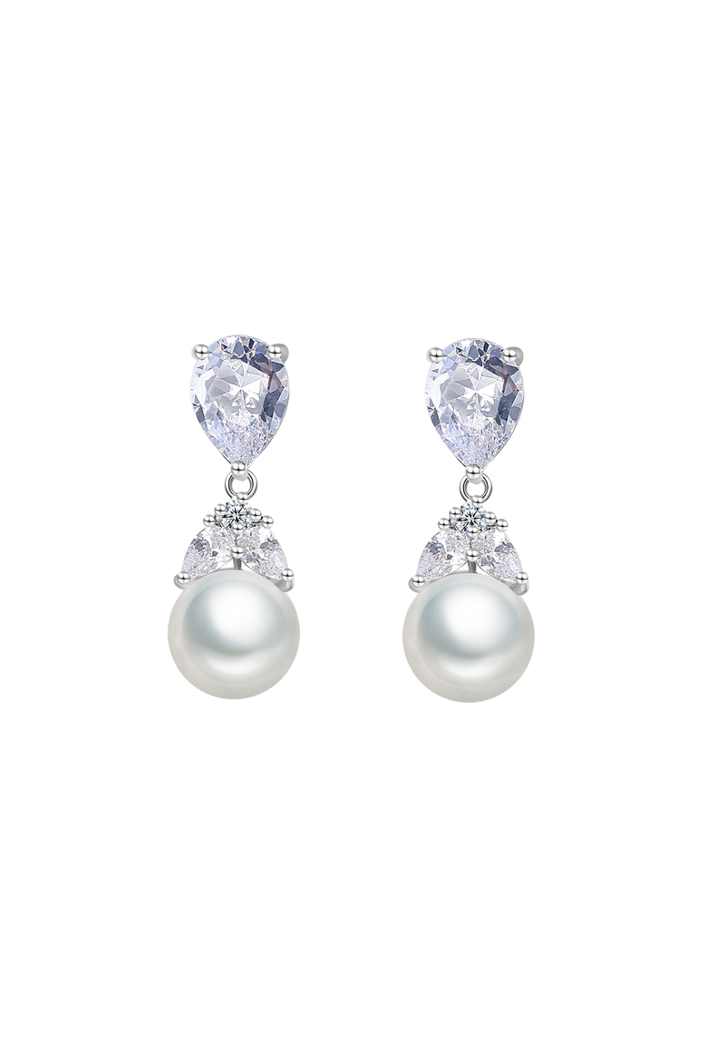 Lumi Pearl and Crystal Earrings, Main, color, Metallic Silver