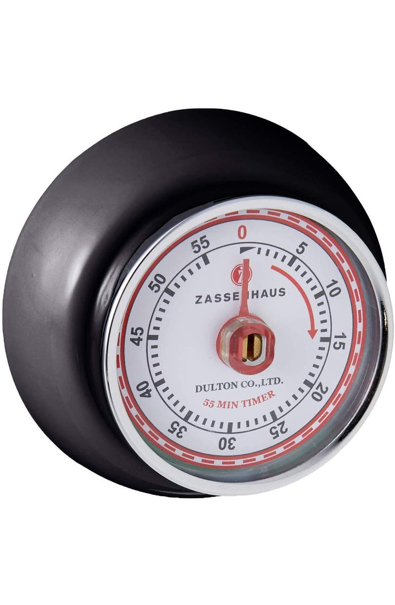 ZASSENHAUS Magnetic Retro 60 Minute Kitchen Timer, 2.75-Inch, Alternate, color, Black