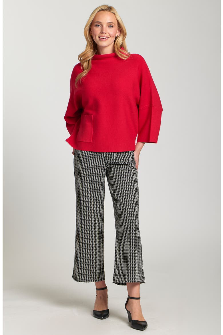 Ponte Wide Leg Crop Pants, Alternate, color, BLACK/ WHITE