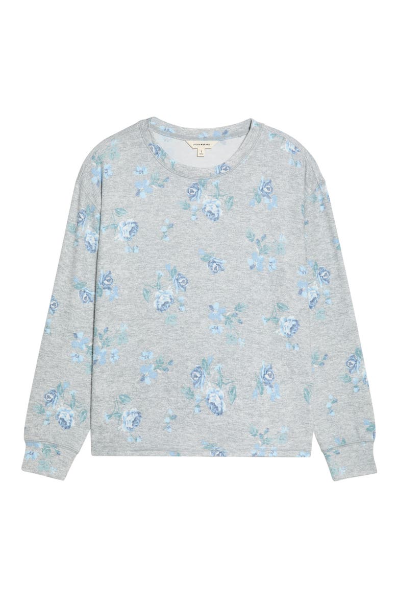 Cloud Soft Long Sleeve Top, Main, color, HEATHER GREY FLORAL