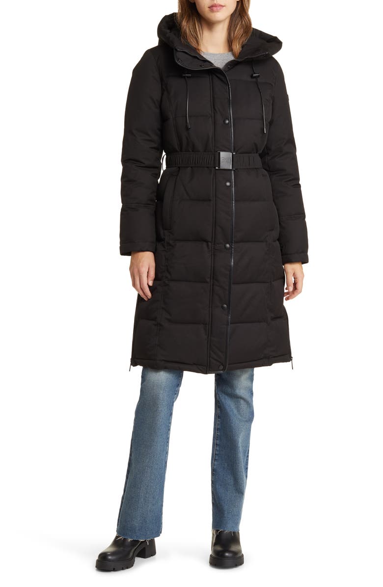 Sam Edelman Belted Hooded Puffer Coat, Main, color, 