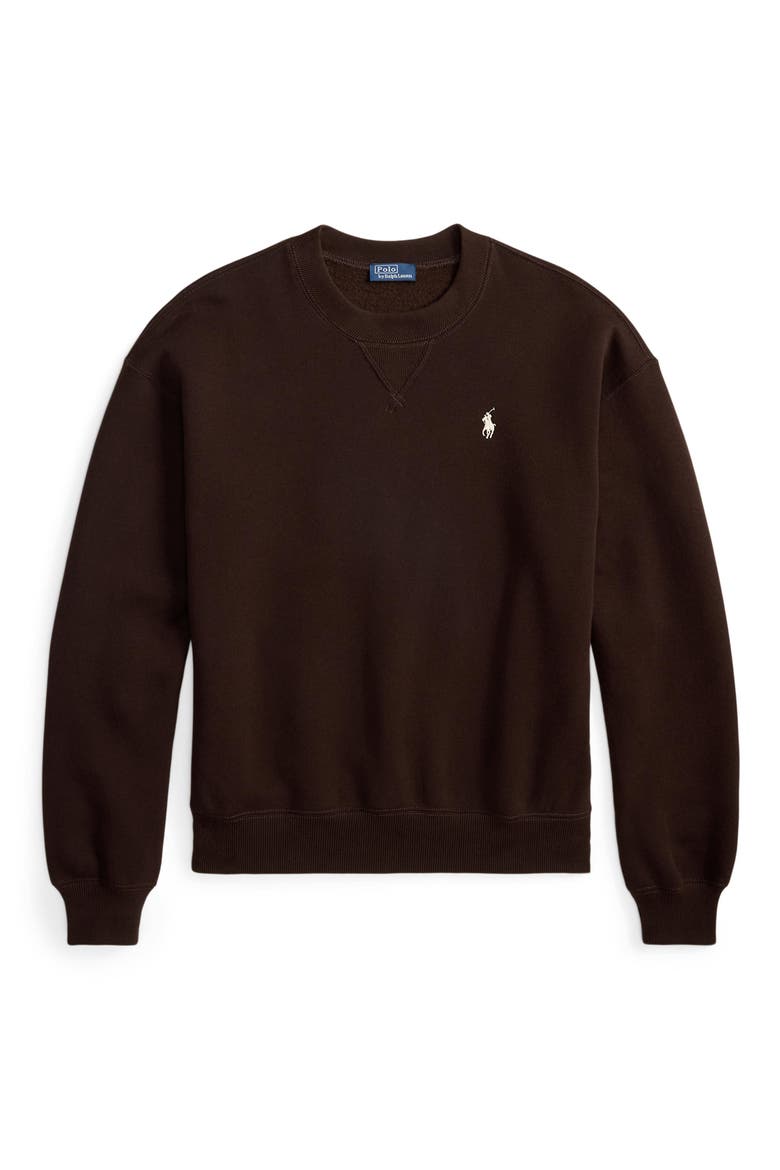Fleece Crewneck Sweatshirt, Alternate, color, BROWN