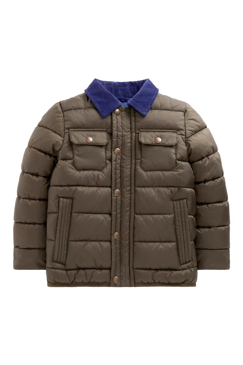 Kids' Corduroy Collar Baffled Jacket, Main, color, KHAKI