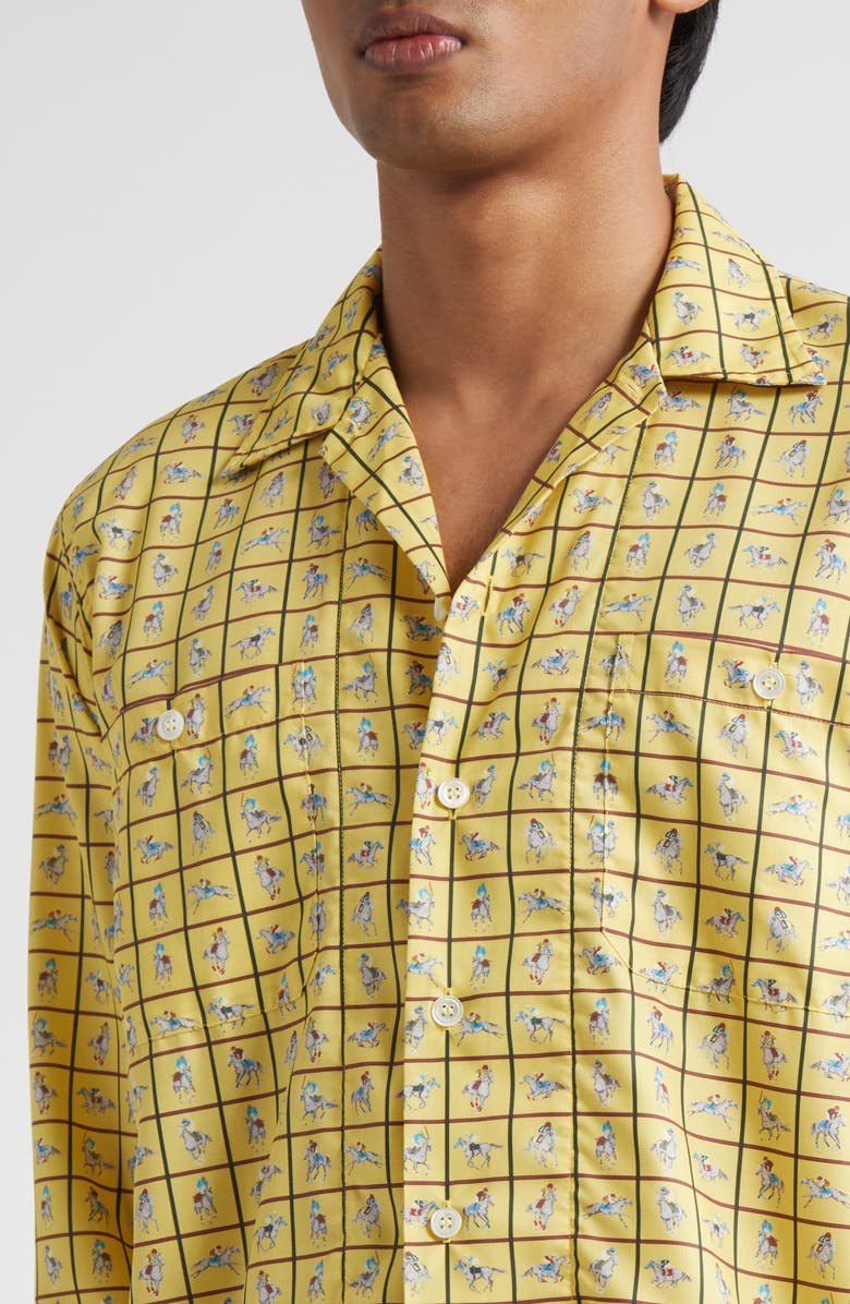 BEAMS Derby Tattersall Camp Shirt, Alternate, color, 55 Yellow