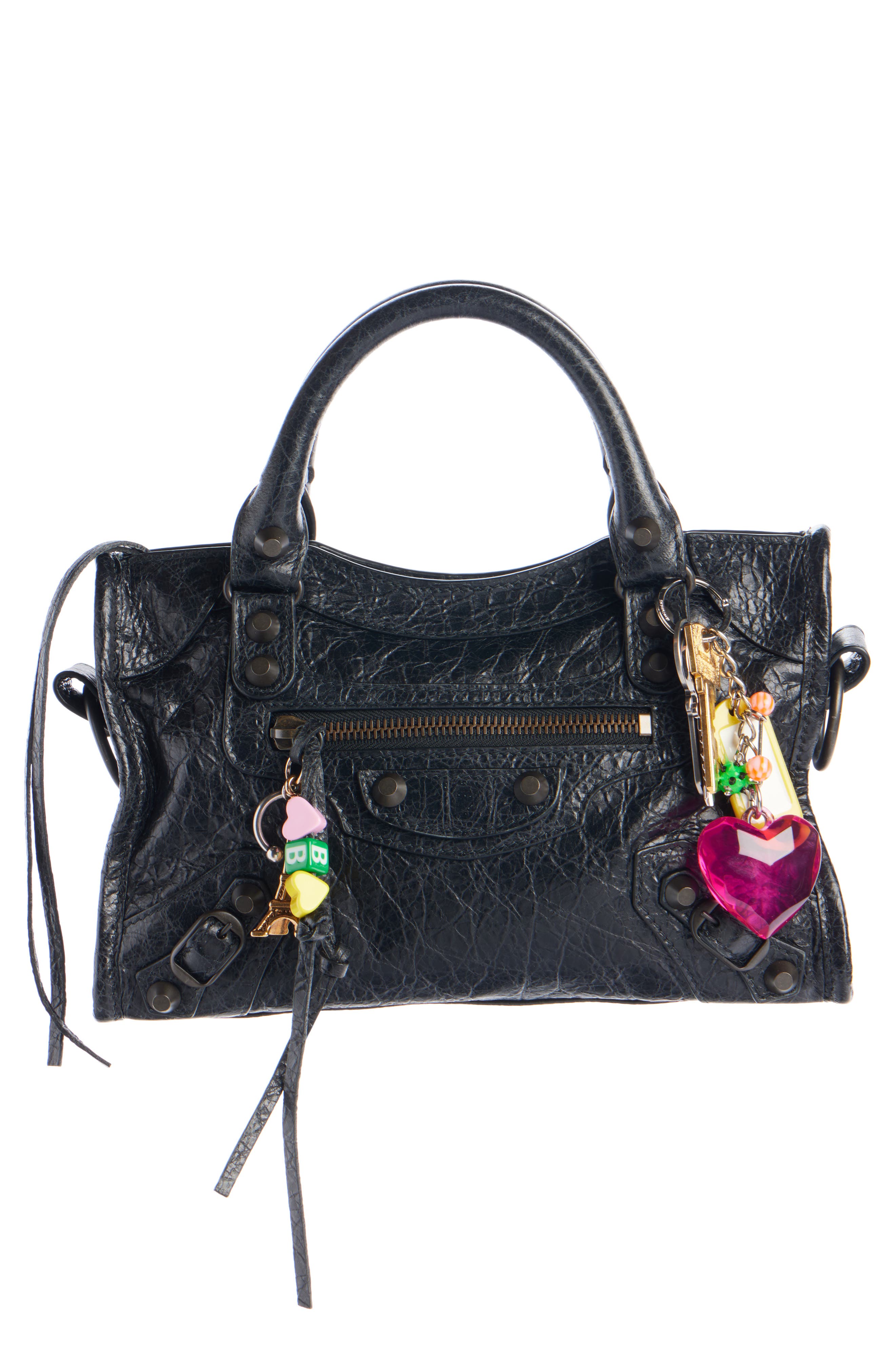 Balenciaga Small Le City Lambskin Leather Handbag with Charms, Main, color, 