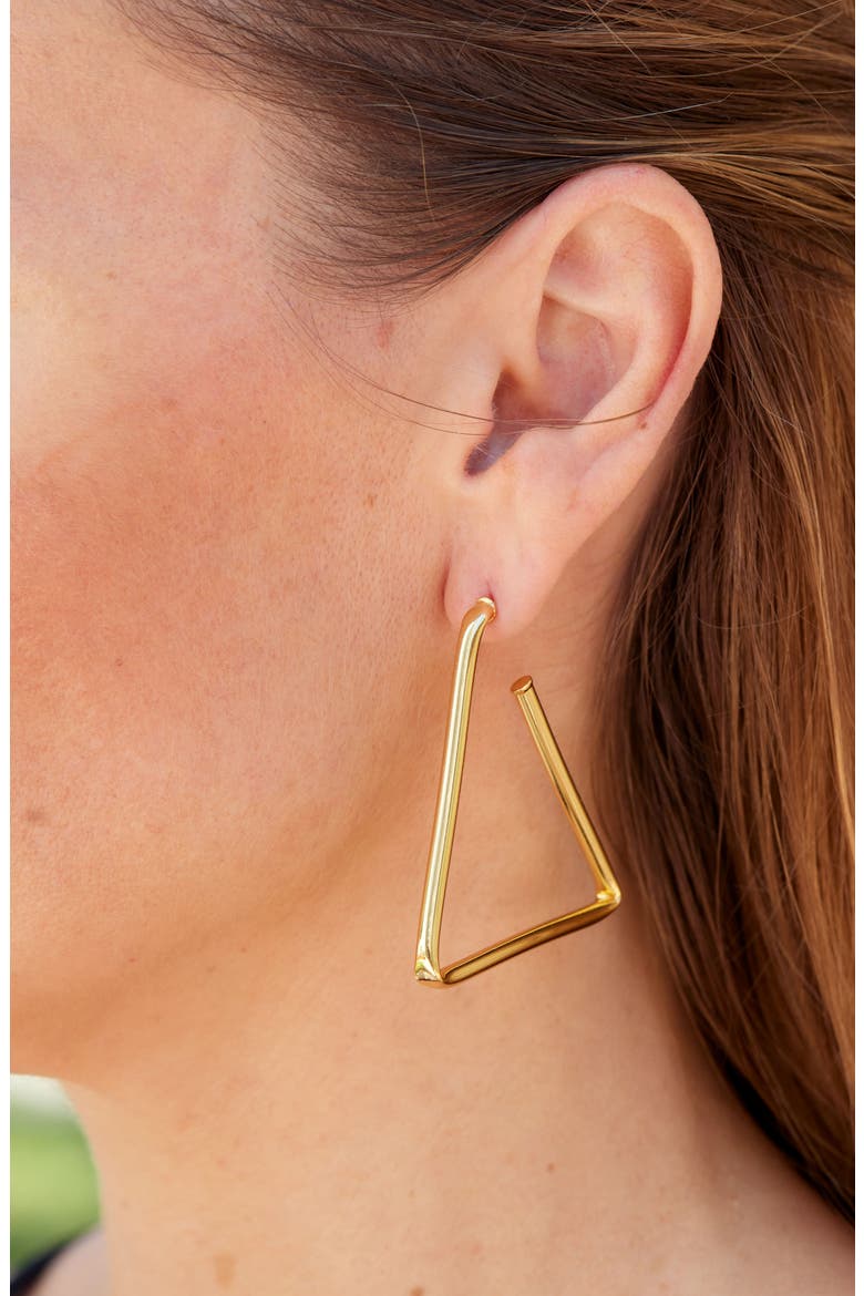 Large Linear Hoop Earrings, Alternate, color, GOLD
