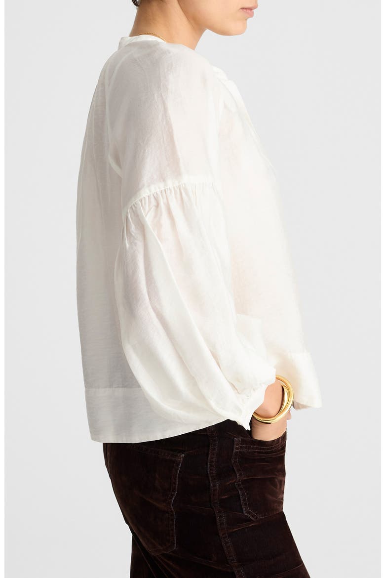 Shirred Balloon Sleeve Button-Up Top, Alternate, color, WINTER WHITE