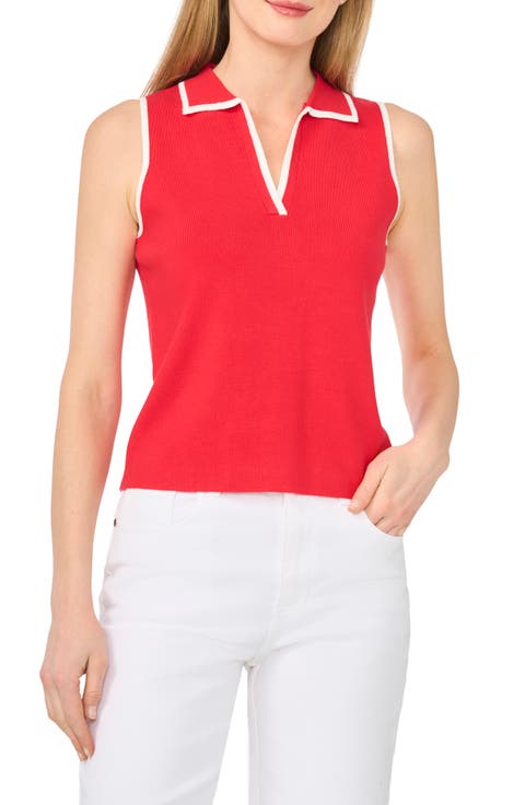 Piped Sleeveless Polo