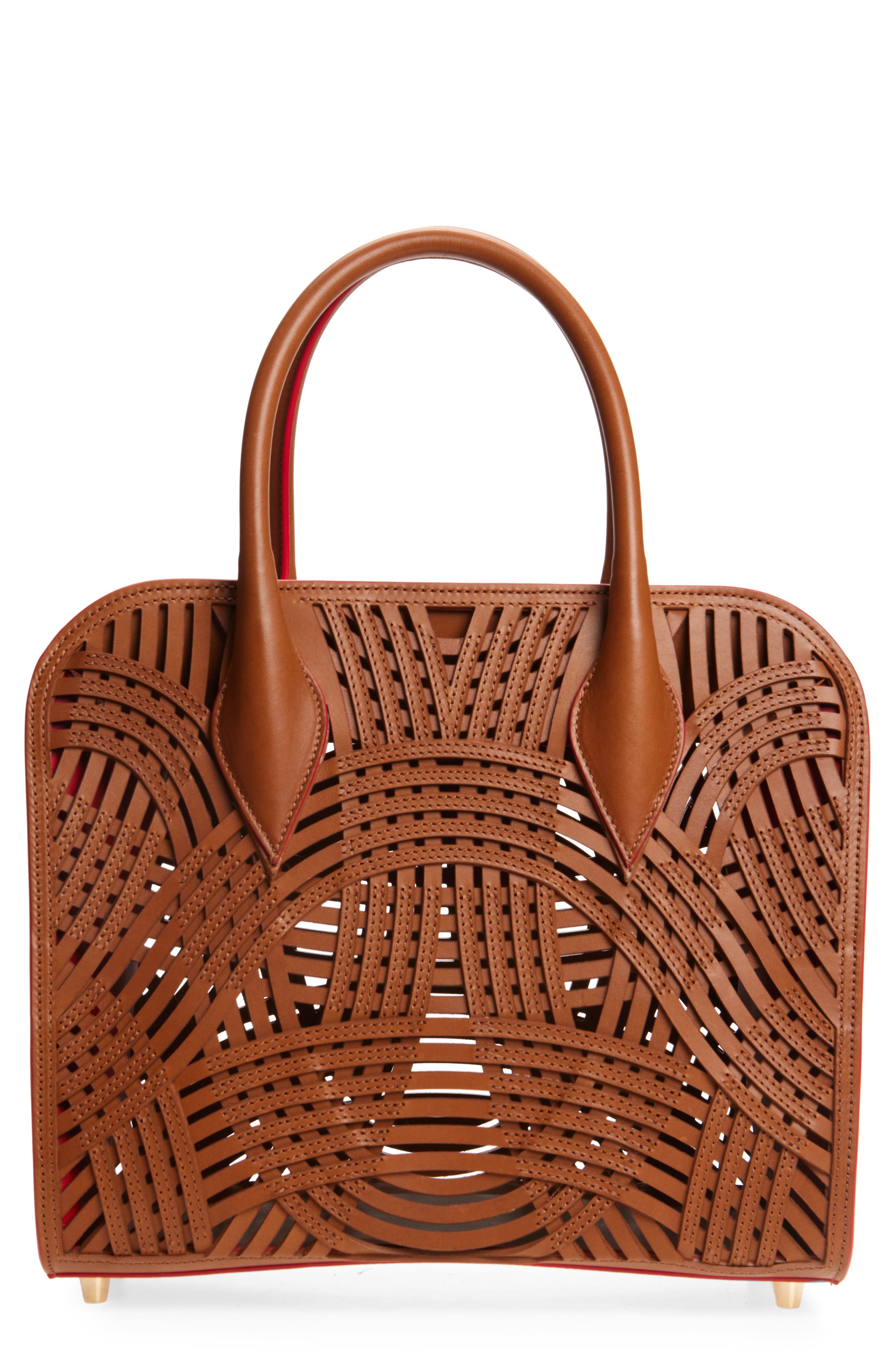 Christian Louboutin Medium Eloise Gaagal Leather Top Handle Bag, Main, color, Cuoio