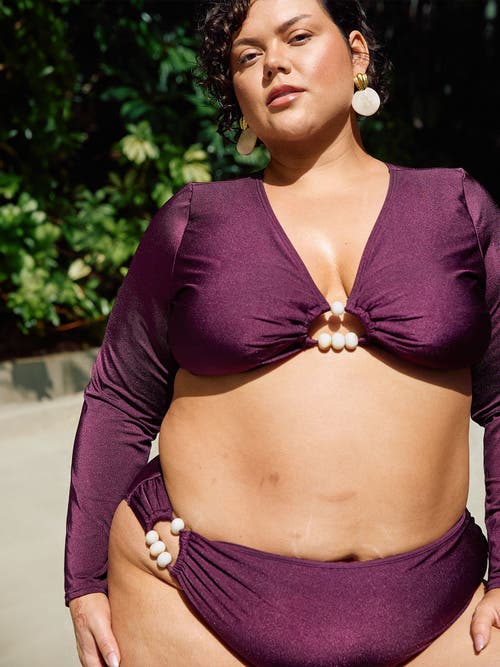 Villa Fresca Bria Bikini Swim Bottoms In Eggplant
