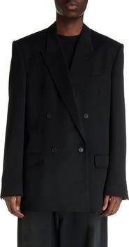 Balenciaga Regular Fit Double Breasted Wool Blazer