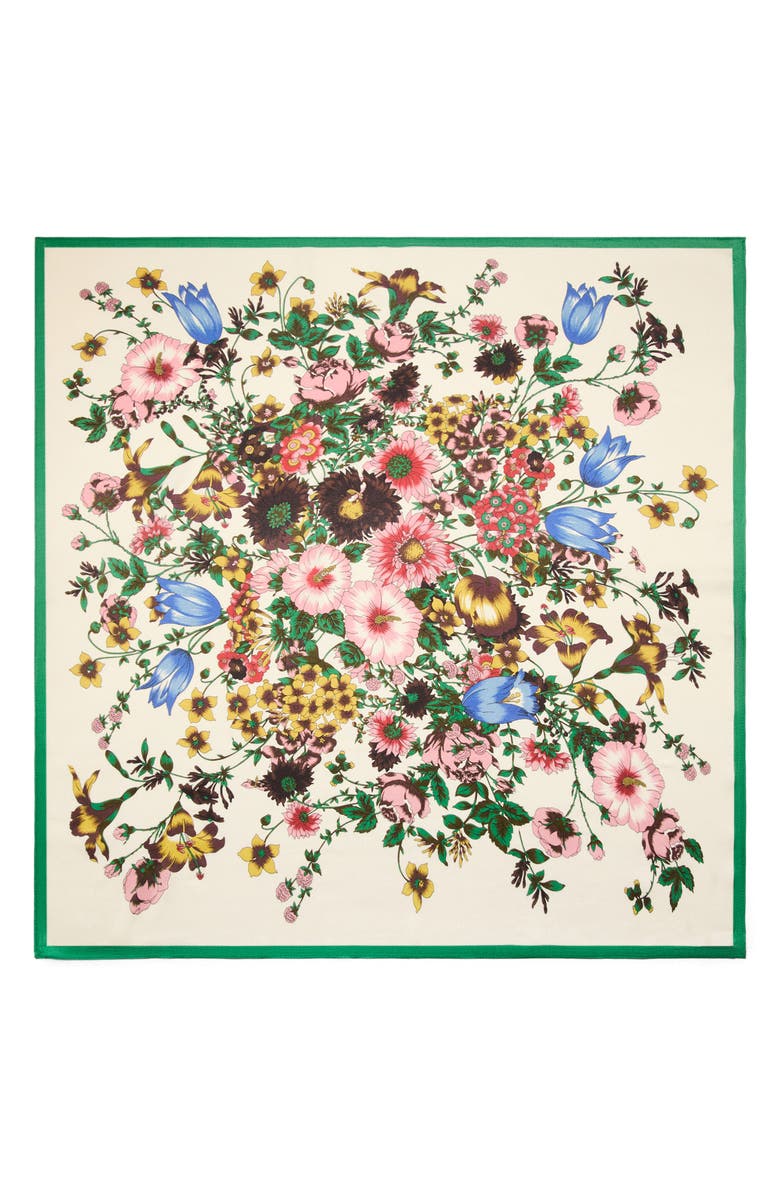 MANGO Floral Print Scarf, Alternate, color, Green